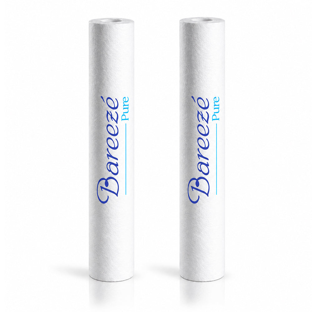 Bareeze Pure 20 Inch PP Spun Pre-Filter Cartridge 2Pcs with opener for All 50 LPH Commercial RO Water Purifier – Sediment Candle, Universal Fit