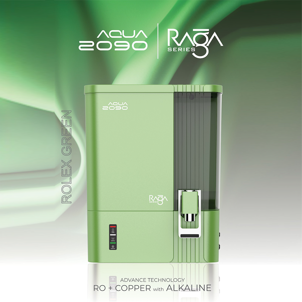 Aqua 2090 Raga Series RO+UV+TDS+Alkaline+Copper Water Purifier – Premium Metallic Rolex Green