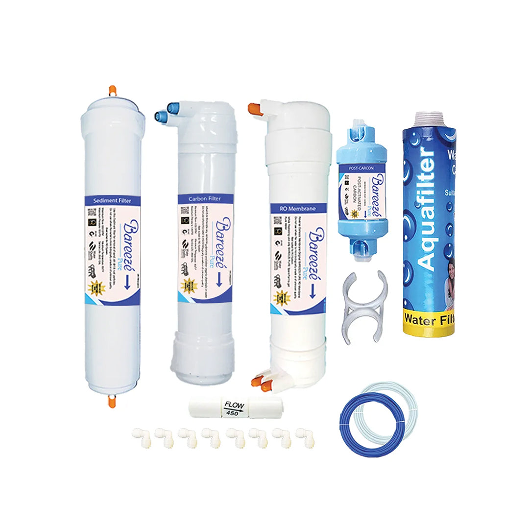 Bareeze Pure Filter Kit For Aquasure Splash RO+UV+MTDS Water Purifier One Year Full Service Kit
