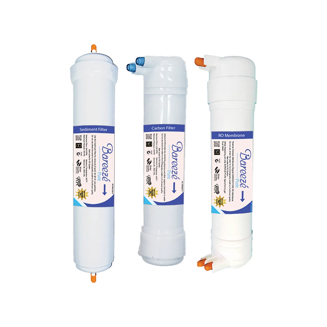 Bareeze Pure Filter Kit For Aquasure Splash RO+UV+MTDS Water Purifier One Year Full Service Kit