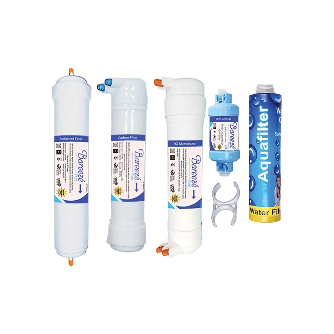 Bareeze Pure Filter Kit For Aquasure Splash RO+UV+MTDS Water Purifier One Year Full Service Kit