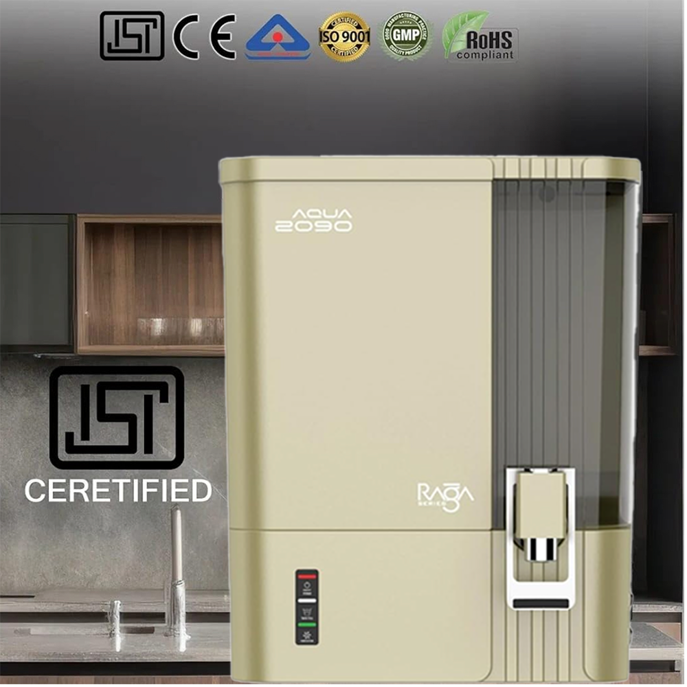 Aqua 2090 Raga Series RO+UV+TDS+Alkaline+Copper Water Purifier – Premium Metallic Heritage Gold