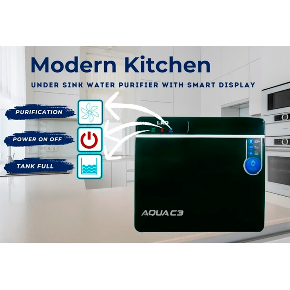 Aqua C3 Under Sink RO+UV+MTDS Water Purifier (10L) – Premium Metallic Black