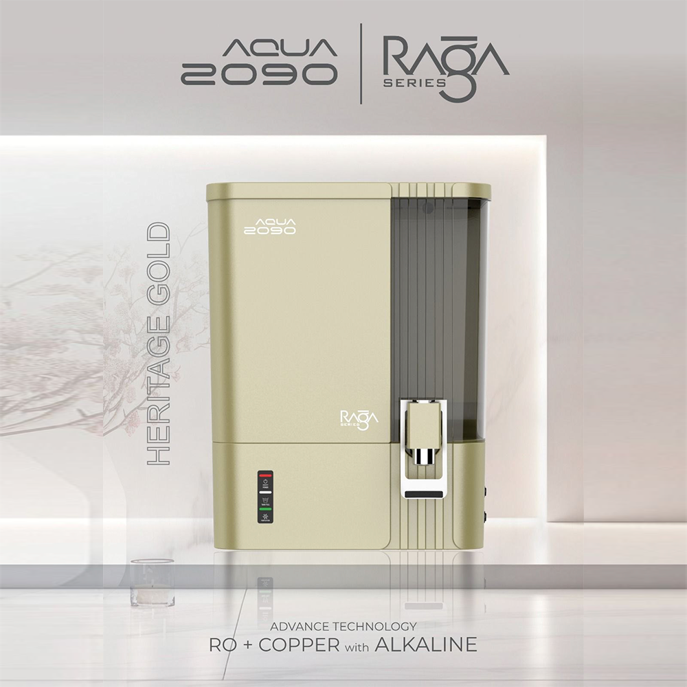 Aqua 2090 Raga Series RO+UV+TDS+Alkaline+Copper Water Purifier – Premium Metallic Heritage Gold