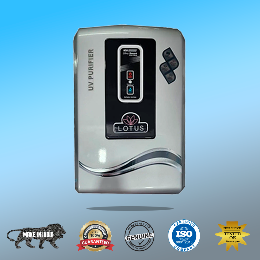 Aqua Product Lotus Water Purifier UV+Alkaline Premium Metallic Silver Suitable For Corporation Water Works upto 200tds Non-Storage Water Purifier
