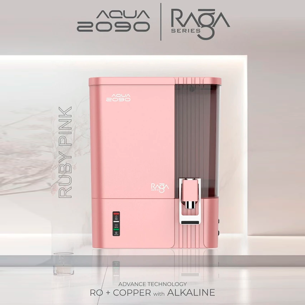 Aqua 2090 Raga Series RO+UV+TDS+Alkaline+Copper Water Purifier – Premium Metallic Ruby Pink