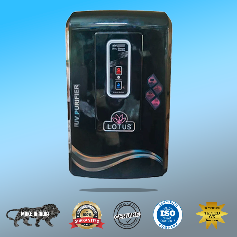 Aqua Product Lotus Water Purifier UV+Alkaline Premium Metallic Black Suitable For Corporation Water Works upto 200tds Non-Storage Water Purifier