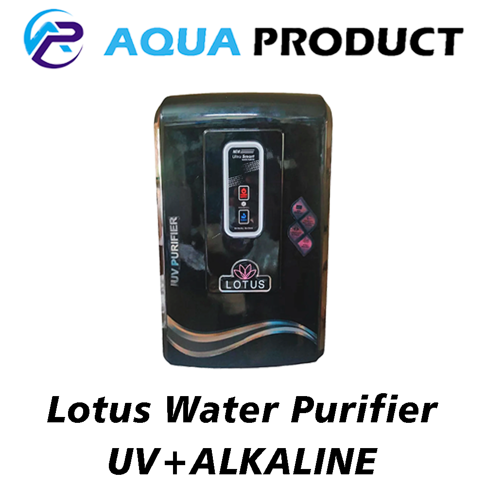 Aqua Product Lotus Water Purifier UV+Alkaline Premium Metallic Black Suitable For Corporation Water Works upto 200tds Non-Storage Water Purifier