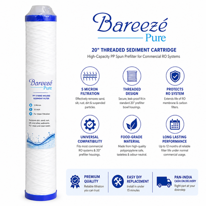 Bareeze Pure Service Filter Kit for Aquaguard Pro 600 UV Commercial Water Purifier 2OINCH Threaded 2-Carbon Block, 2- Prefilter Cartridge