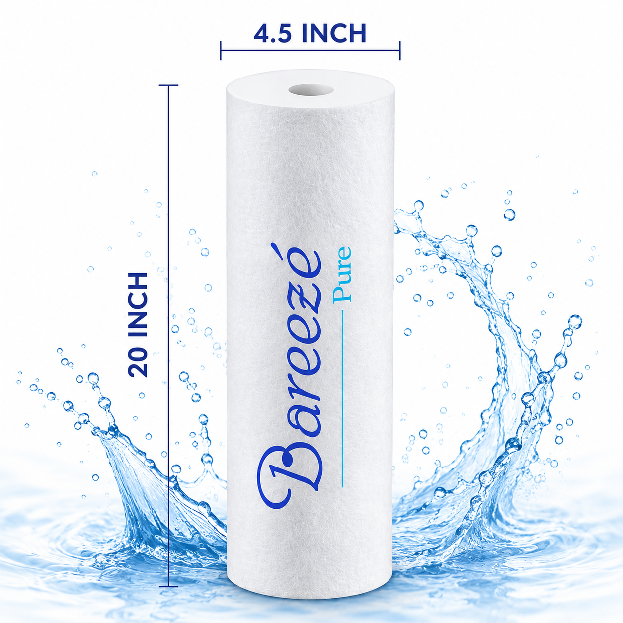 Bareeze Pure Jumbo PP Wound Sediment Cartridge Filter 20x4.5 Inch OD Pack of 2 For Jumbo Pre Filter With Opener