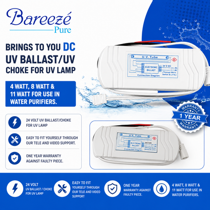 Bareeze Pure 24V DC UV Ballast Choke Compatible with 4W, 8W & 11W UV Lamps Electrical UV Choke