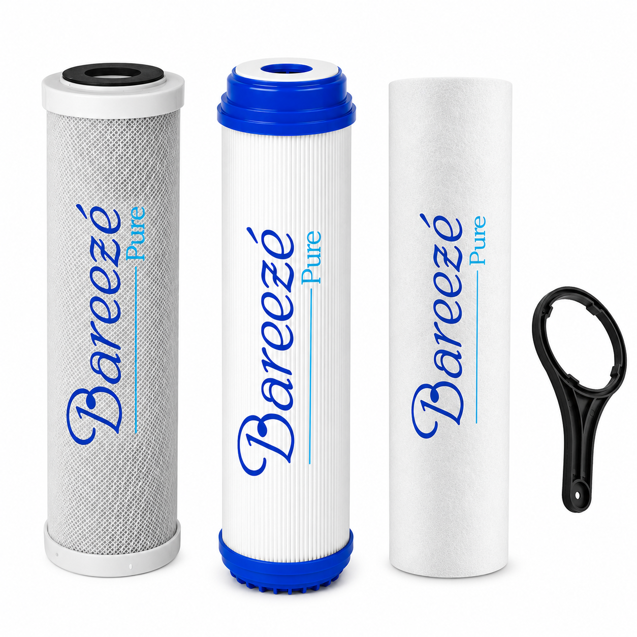 Bareeze Pure 25 LPH RO Filter Replacement Service Kit for 25 Litre Commercial & Under Sink Water Purifier – Carbon Block + Sediment + GAC Filters