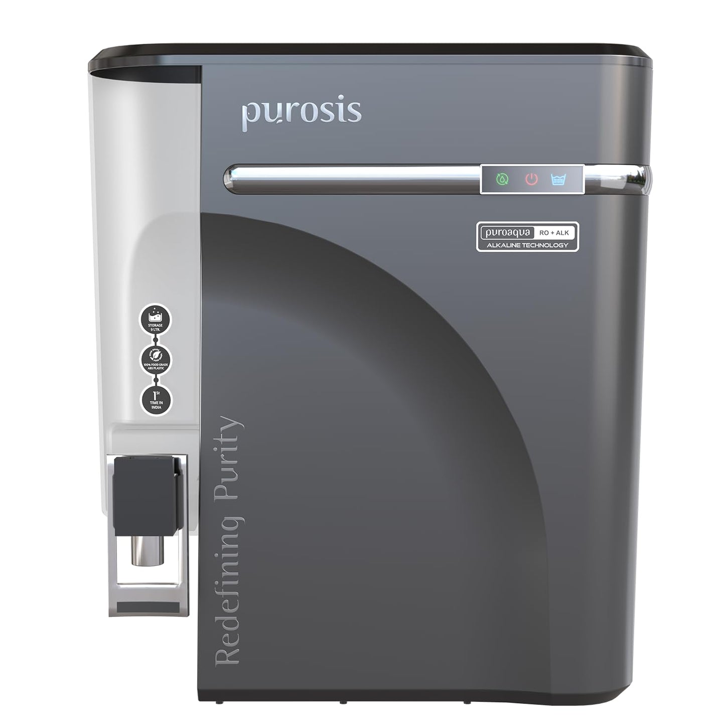 Purosis PUROAQUA 9 Ltr RO+UV+TDS+Alkaline Water Purifier Premium Metallic Matt GreyPuroaqua 9 Ltr – buy online India | Aqu...