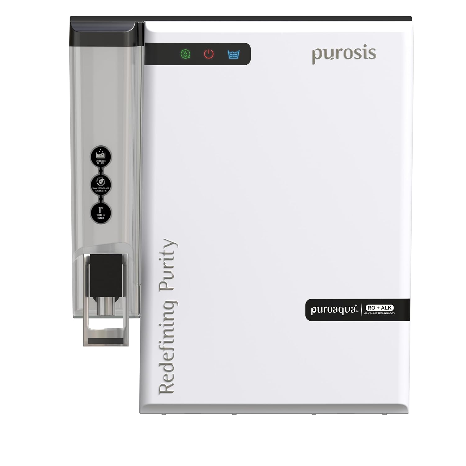 Purosis Puroaqua Plus RO+UV+TDS+Alkaline Water Purifier 14 Ltr Premium Metallic Apple White Puroaqua Plus Water Purifier –...