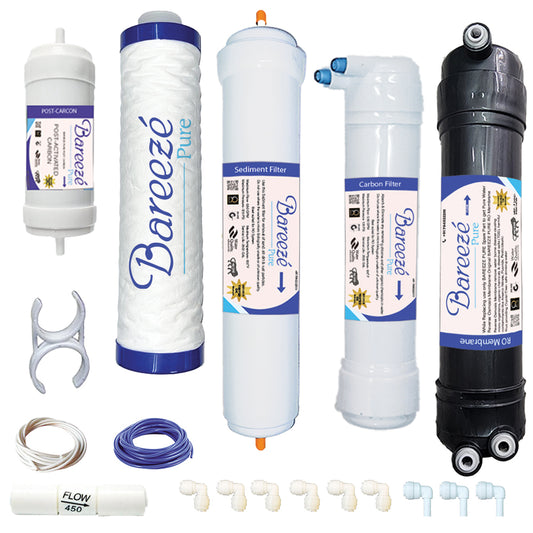 Bareeze Pure Service Filter Kit Compatible with Aquasure Splash RO+UV+MTDS Water Purifier