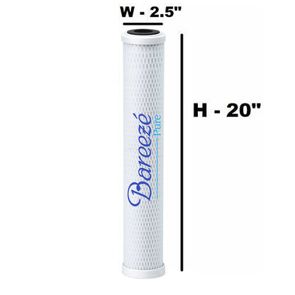 Bareeze Pure 20 Inch CTO Carbon Block Filter Cartridge for 50 LPH Commercial RO Water Purifier – Universal Fit