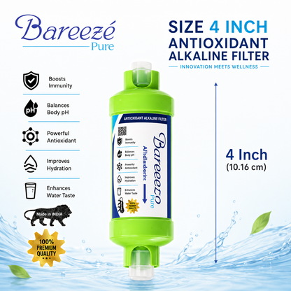 Bareeze Pure 4-Inch Alkaline Filter Cartridge for All RO UV Water Purifier Alkaline Suitable For All Water Purifier