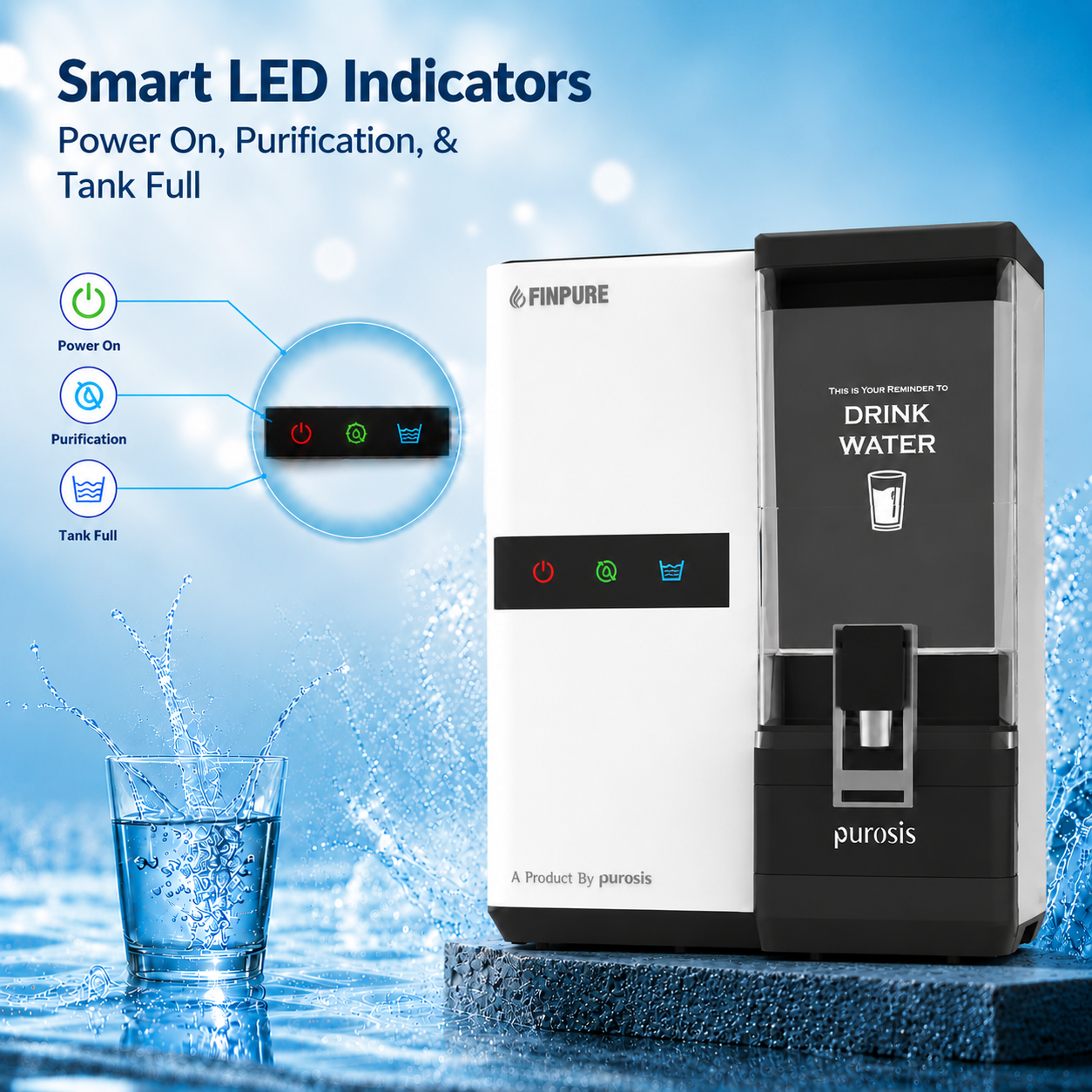 Finpure 9 Ltr RO+Alkaline+TDS Water Purifier Premium Metallic White – buy online India | AquaProduct.in