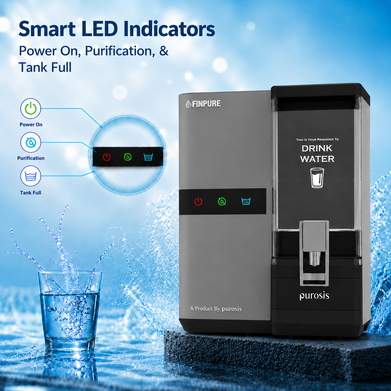 Finpure 9 Ltr RO+Alkaline+TDS Water Purifier Premium Silver – buy online India | AquaProduct.in