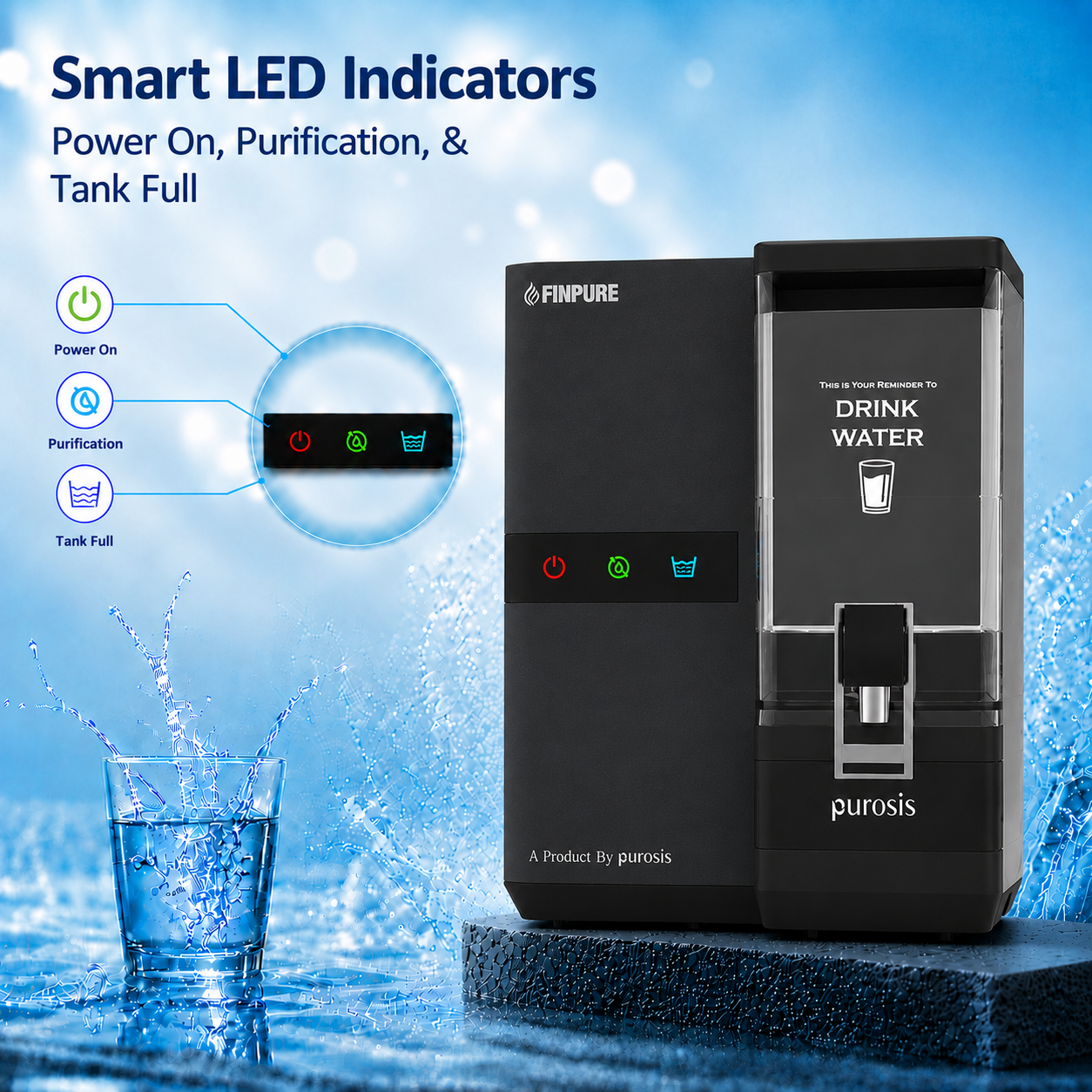 Finpure 9 Ltr RO+Alkaline+TDS Water Purifier Premium Metallic Black – buy online India | AquaProduct.in