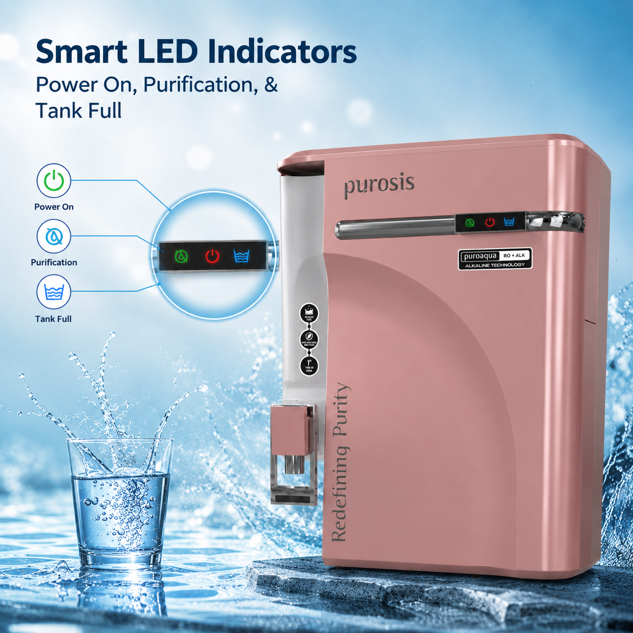 Purosis PUROAQUA 9 Ltr RO+UV+TDS+Alkaline Water Purifier Premium Metallic Puro Pink Puroaqua 9 Ltr – buy online India | Aq...