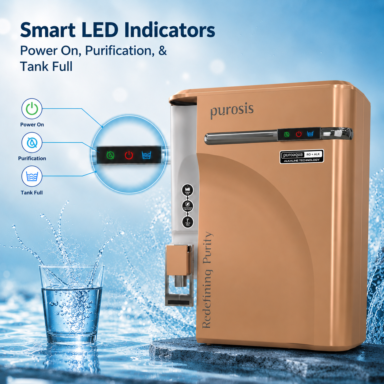 Purosis PUROAQUA 9 Ltr RO+UV+TDS+Alkaline Water Purifier Premium Metallic Copper Gold Puroaqua 9 Ltr – buy online India | ...