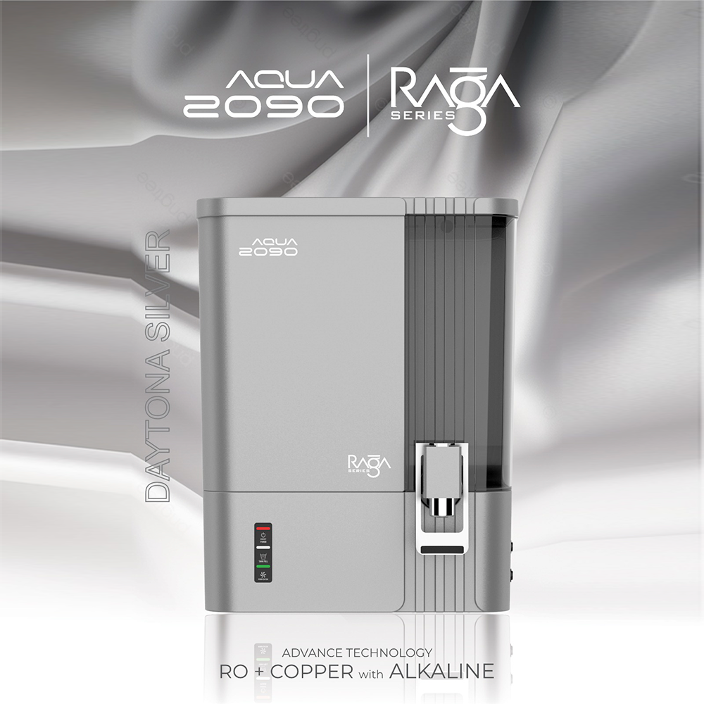 Aqua 2090 Raga Series RO+UV+TDS+Alkaline+Copper Water Purifier – Premium Metallic Daytona Silver