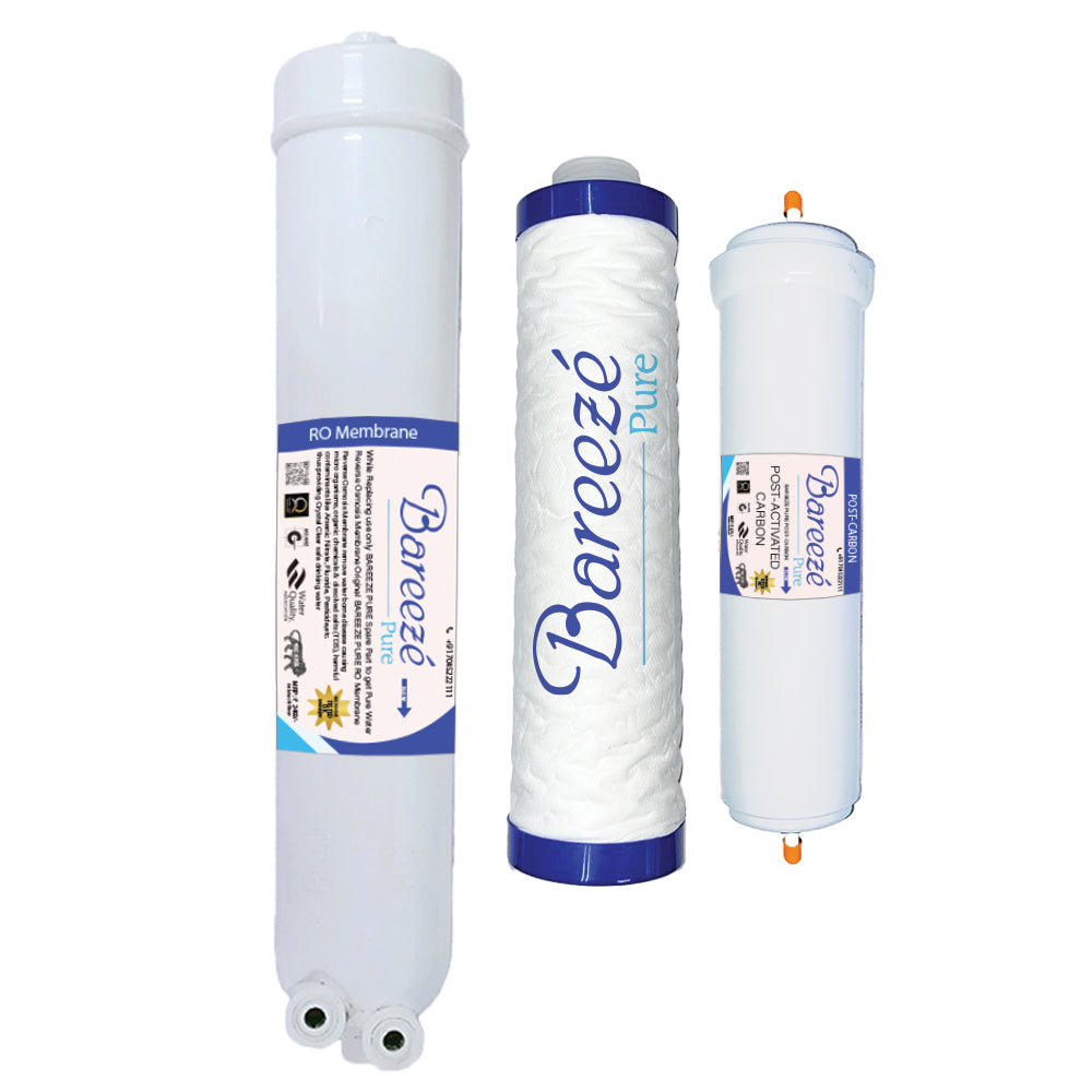 Bareeze Pure Filter Kit for Aquaguard Reviva RO Water Purifier One Year RO Filter Cartridge Kit