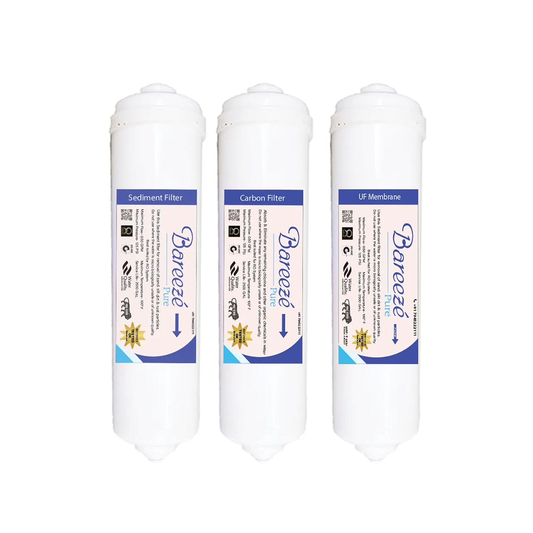 Bareeze Pure Filter Kit for Kent Ace Star RO+UF Water Purifier One Year Service Kit