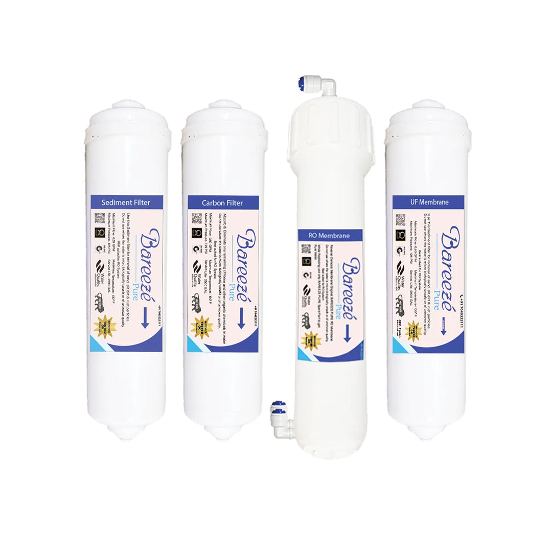 Bareeze Pure Filter Kit for Kent Ace Star RO+UF Water Purifier One Year Service Kit