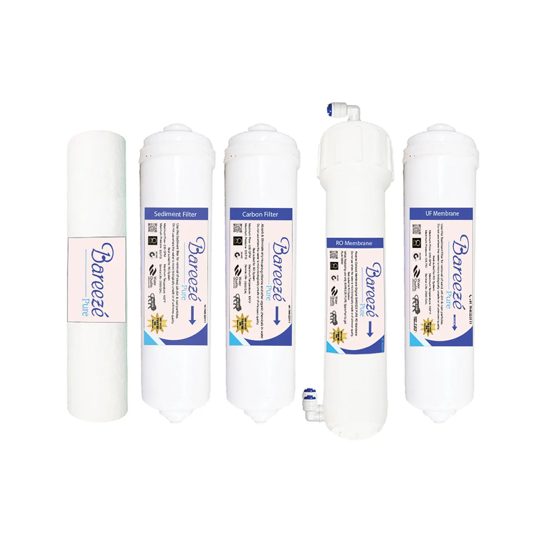 Bareeze Pure Filter Kit for Kent Ace Star RO+UF Water Purifier One Year Service Kit