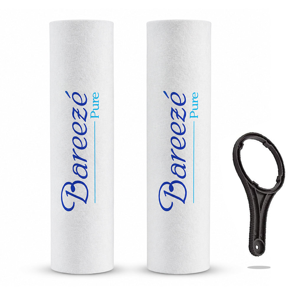 Bareeze Pure Heavy Duty Transparent Pre Filter Kit for All RO Water Purifier Transparent Pre Filter Bowl Set With 2 PP Spun Candle