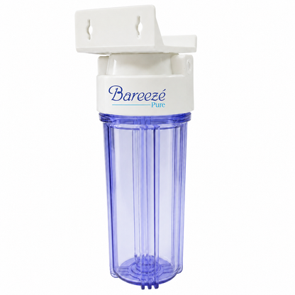 Bareeze Pure 10 Inch Imported Transparent Pre Filter Housing Bowl for RO Water Purifier | Heavy Duty 750g Bowl with Filter Opener , Thread 1/4 Elbow Fittings & PTFE Tape