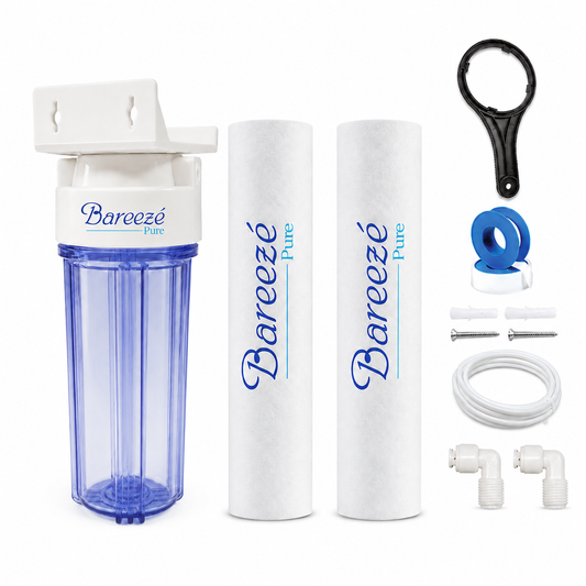 Bareeze Pure Heavy Duty Transparent Pre Filter Kit for All RO Water Purifier Transparent Pre Filter Bowl Set With 2 PP Spun Candle