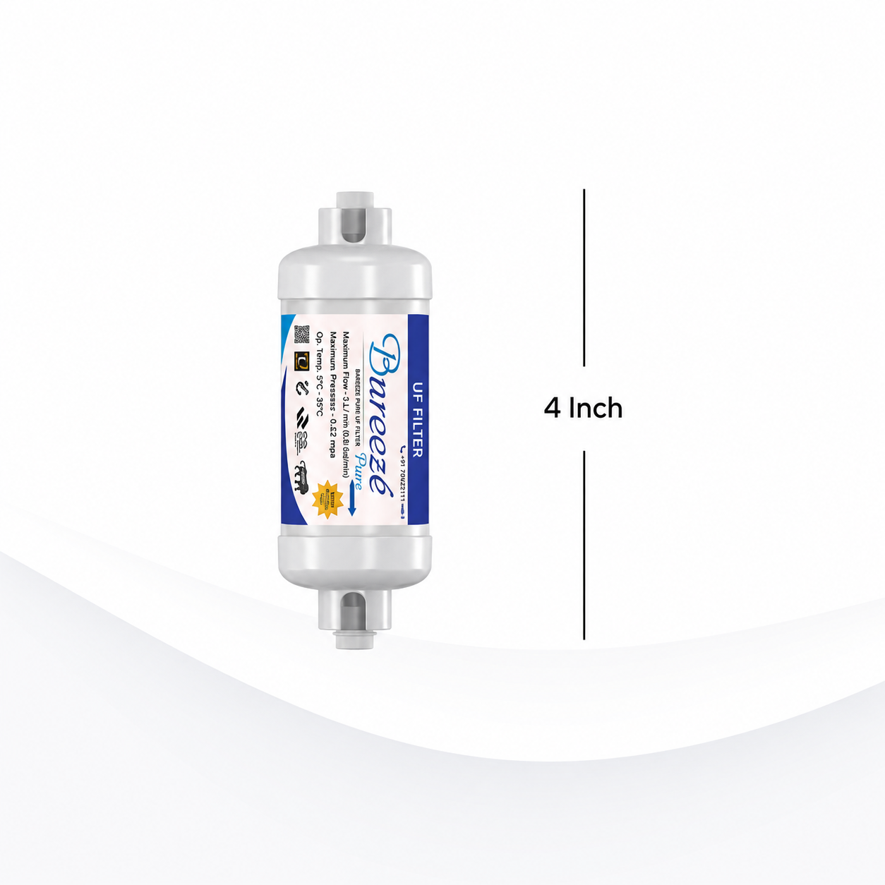 Bareeze Pure 4 Inch UF Membrane Filter Cartridge for All RO UV Water Purifiers For Safe And Clean Water