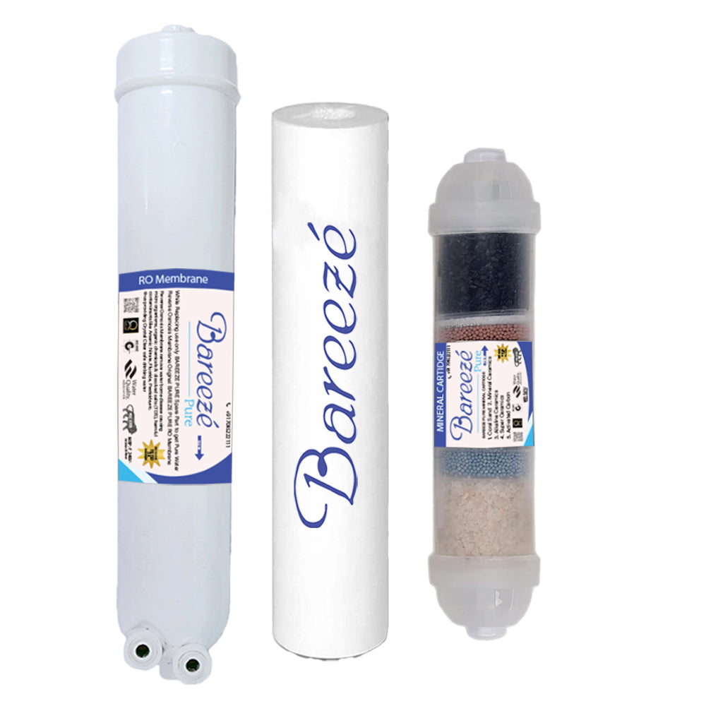 Bareeze Pure Compatible Filter Service Kit for Vguard Zenero RO+UV / RO+UF+MB Water Purifier