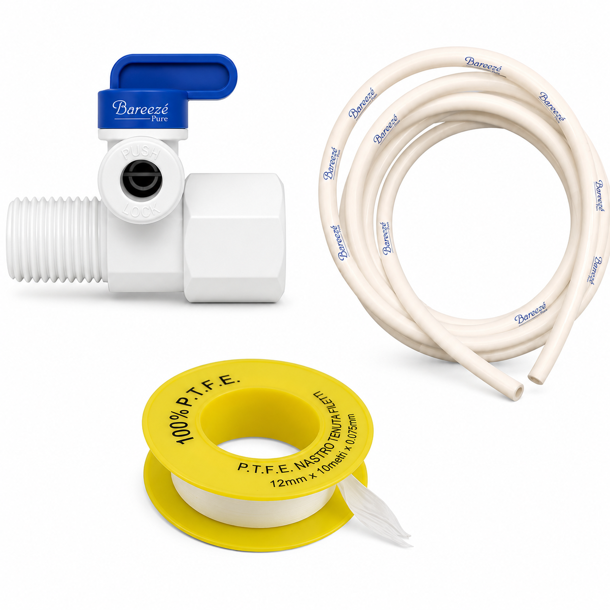 RO Connector Plastic Inlet Valve Set 1/6 Inch (PL6) RO Diverter Valve Set with Teflon Tape Suitable for Aquaguard Water Purifier