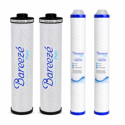 Bareeze Pure Service Filter Kit for Aquaguard Pro 600 UV Commercial Water Purifier 2OINCH Threaded 2-Carbon Block, 2- Prefilter Cartridge