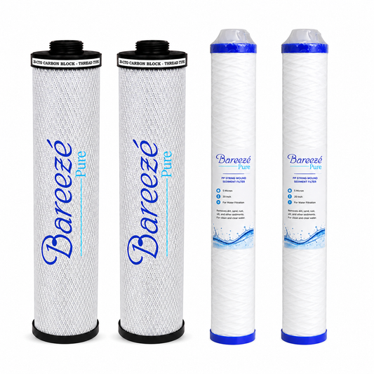 Bareeze Pure Service Filter Kit for Aquaguard Pro 600 UV Commercial Water Purifier 2OINCH Threaded 2-Carbon Block, 2- Prefilter Cartridge