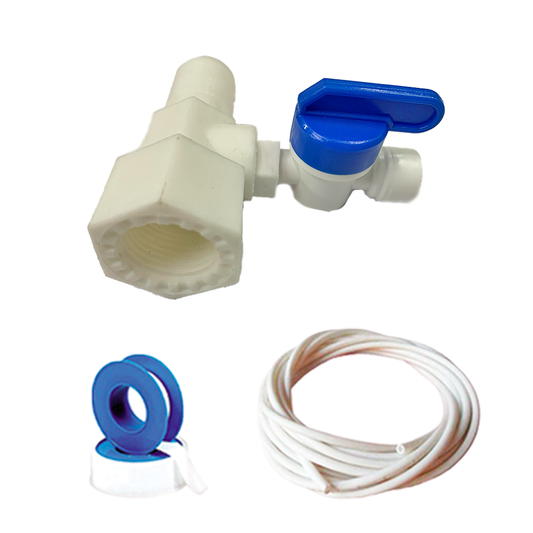 RO Connector Plastic Inlet Valve Set 1/4 Inch (PL4) RO Diverter Valve Set with Teflon Tape Suitable for RO/UV Water Purifier