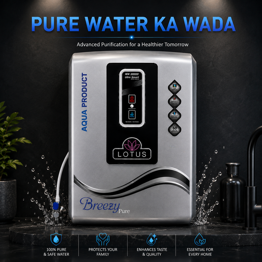 Aqua Product Lotus Water Purifier UV+Active Copper Premium Metallic Silver Suitable For Corporation Water Works upto 200tds Non-Storage Water Purifier