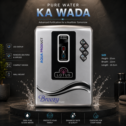 Aqua Product Lotus Water Purifier UV+Active Copper Premium Metallic Silver Suitable For Corporation Water Works upto 200tds Non-Storage Water Purifier