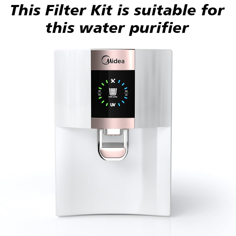 Bareeze Pure Compatible Filter Service Kit for Midea Carrier RO+UV Water Purifier MWPRU080CL7