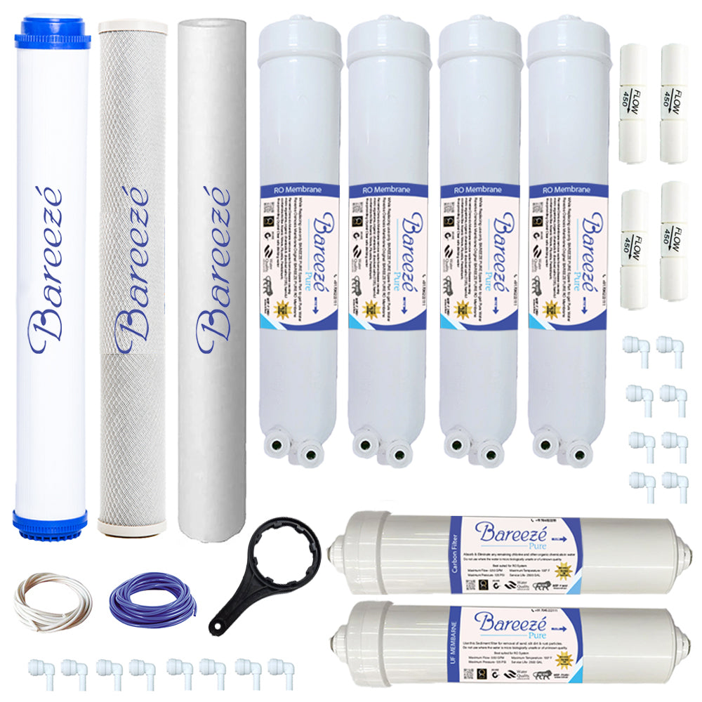 Bareeze Pure Compatible Filter Service Kit for Commercial 100 LPH Kent Elite 2 Plus RO+UV+UF+TDS Water Purifier