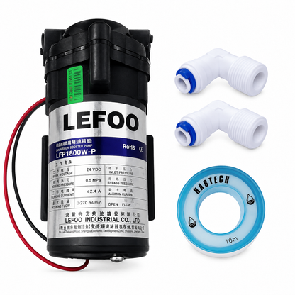 LEFOO Booster Pump Motor 300 GPD Commercial Water Purifier Pump Heavy Duty Diaphragm Motor, Input 24V DC, 1 Year Warranty, Suitable for All Commercial Water Purifiers