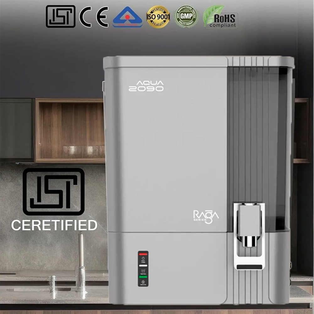 Aqua 2090 Raga Series RO+UV+TDS+Alkaline+Copper Water Purifier – Premium Metallic Daytona Silver
