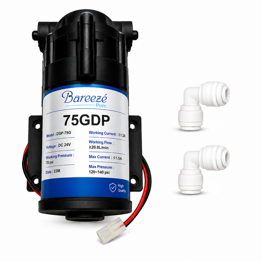 Bareeze Pure 75 GPD RO Booster Pump Motor for All RO UV Water Purifiers Input 24V DC, 100% Copper Winding, 6 Months Warranty