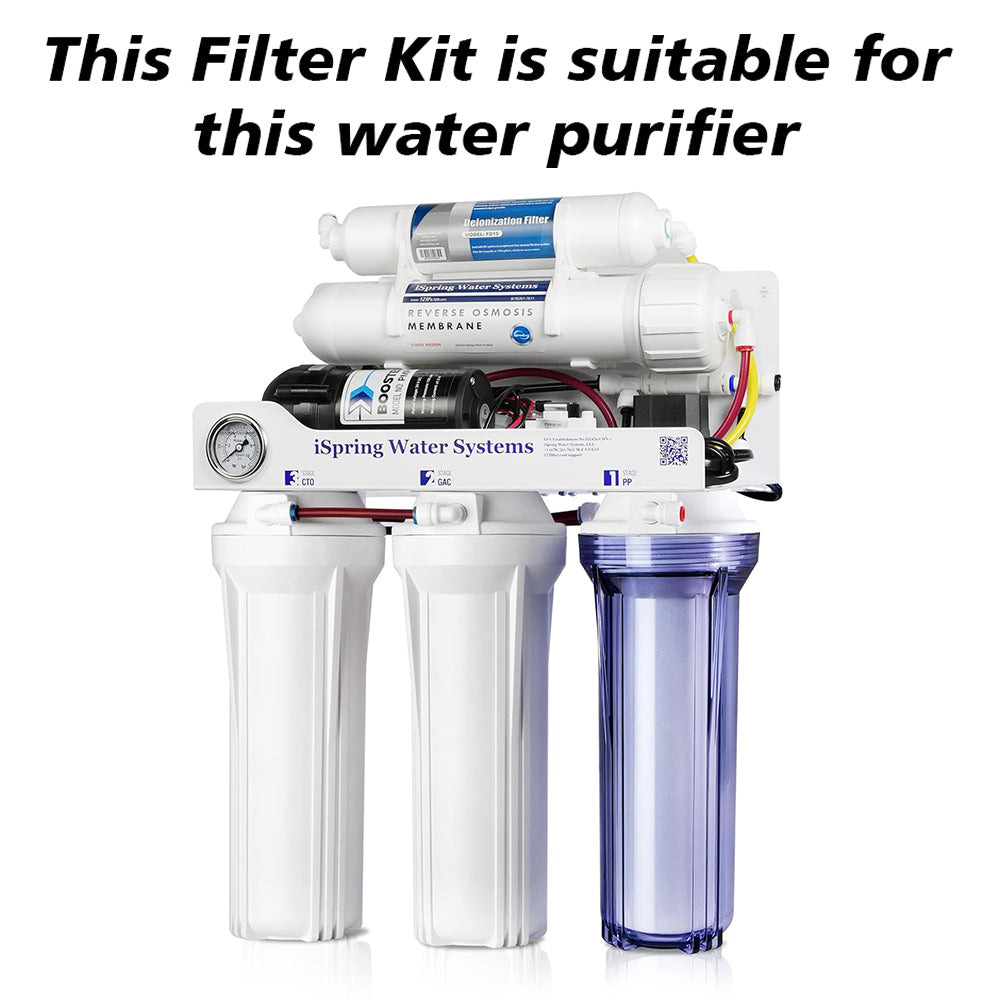 Bareeze Pure Compatible Filter Service Kit for iSpring Reverse Osmosis System Water Purifier