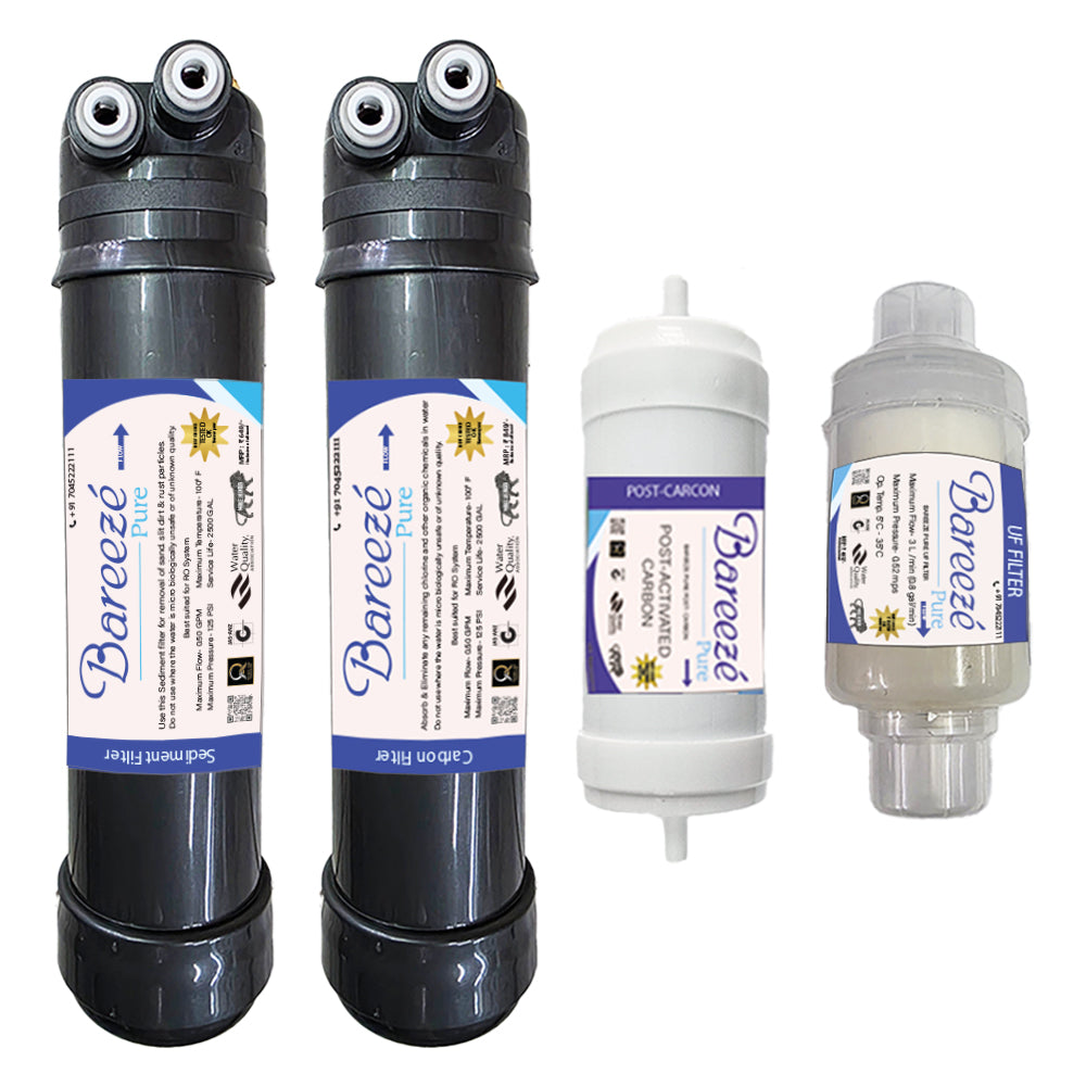 Bareeze Pure Service Filter Kit Compatible with Aquasure Prime UV+UF Water Purifier