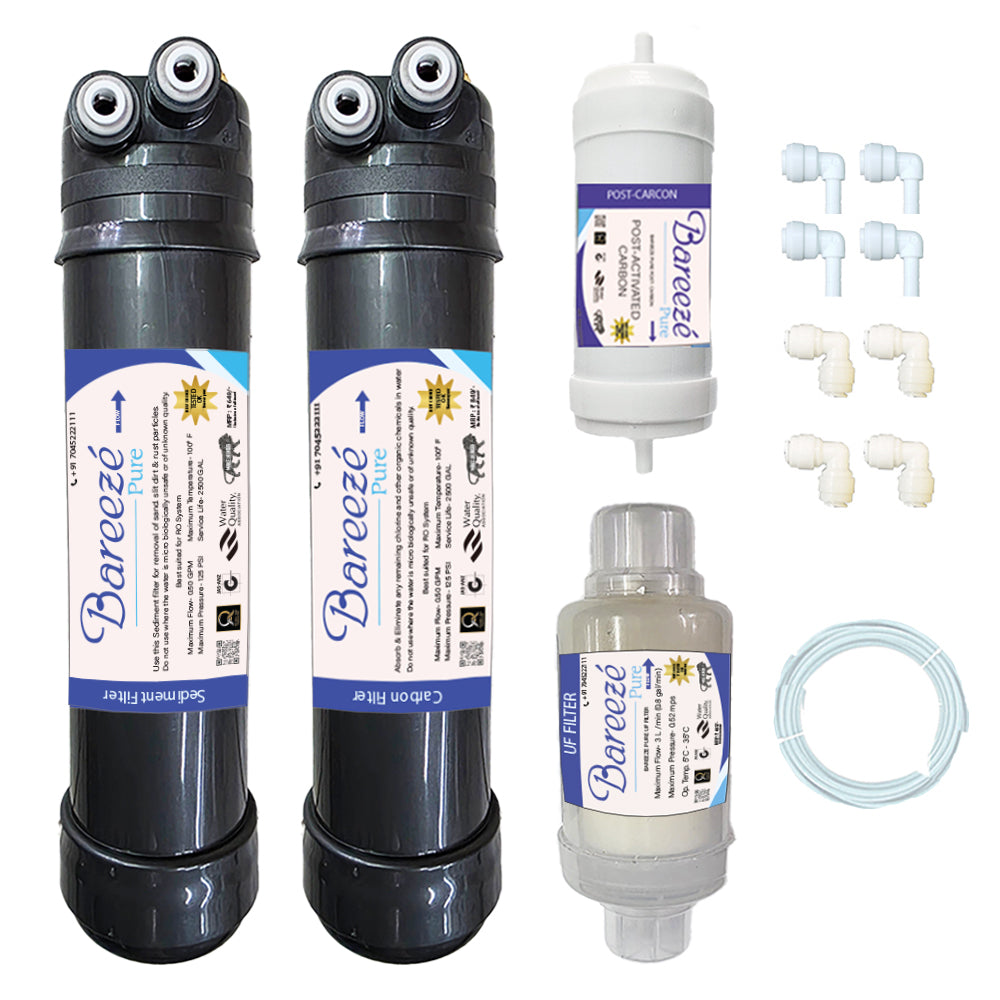 Bareeze Pure Service Filter Kit Compatible with Aquasure Prime UV+UF Water Purifier